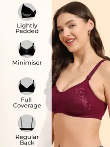 KOMLI Floral Full Coverage Lightly Padded Minimizer Bra