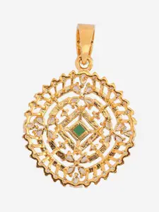 Kushal's Fashion Jewellery Rhodium Gold-Plated Cubic Zirconia Studded Square Pendant