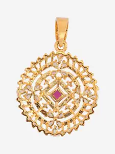 Kushal's Fashion Jewellery Rhodium Gold-Plated Cubic Zirconia Studded Square Pendant