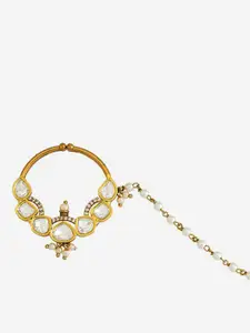 Kushal's Fashion Jewellery Victorian-Plated Kundan Studded Ring Nosepin