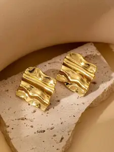 Estailo fashion Luna Luxe Alloy Gold-Plated Square Studs