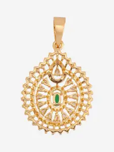 Kushal's Fashion Jewellery Gold-Plated Cubic Zirconia Studded Teardrop Shaped Pendant
