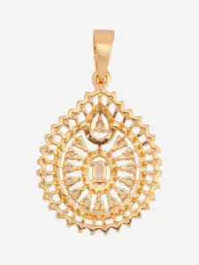 Kushal's Fashion Jewellery Gold-Plated Cubic Zirconia Studded Teardrop Shaped Pendant