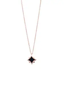 Anouk Rose Gold-Plated American Diamond Studded Starburst Sparkle Pendants With Chain