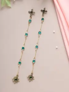 Estailo fashion Alloy Gold-Plated Stones Studded Heavenly Swing Drop Earrings