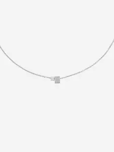 Kushal's Fashion Jewellery 92.5 Pure Silver Rhodium-Plated CZ-Studded Pendant with Chain
