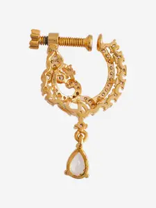 Kushal's Fashion Jewellery Gold-Plated Cubic Zirconia Studded Ring Nosepin