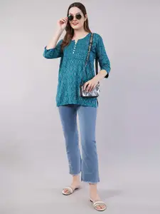 JIDI FASHION Women Printed V Neck Straight Kurti