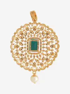 Kushal's Fashion Jewellery Gold-Plated Cubic Zirconia-Studded & Beaded Square Pendant