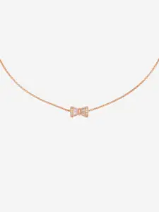 Kushal's Fashion Jewellery 92.5 Pure Silver Rose Gold-Plated CZ-Studded Pendant with Chain