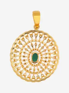 Kushal's Fashion Jewellery Gold-Plated Cubic Zirconia Studded Circular Pendant
