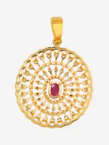 Kushal's Fashion Jewellery Gold-Plated Cubic Zirconia Studded Circular Pendant