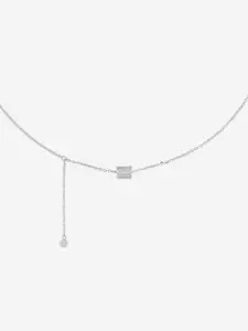 Kushal's Fashion Jewellery 92.5 Pure Silver Rhodium-Plated CZ-Studded Pendant with Chain