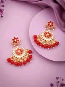 Anouk Gold-Plated Artificial Stones and Beads Contemporary Shaped Chandbalis