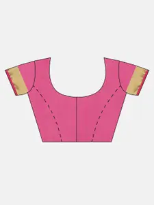 Geroo Jaipur Peach-Coloured & Gold-Toned Shibori Tie and Dye Saree