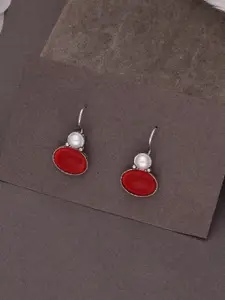 Anouk Silver-Plated Artificial Stones Circular Shaped Droop Earrings