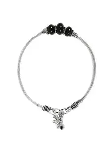 Anouk Set Of 2 Silver-Plated Artificial Beaded Oxidized Anklets