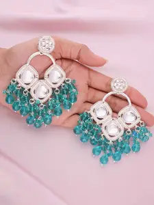 Anouk Gold-Plated Artificial Beaded Contemporary Shaped Drop Earrings