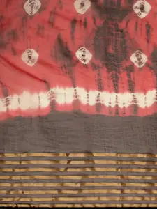 Geroo Jaipur Black & Red Bandhani Art Silk Handcrafted Saree