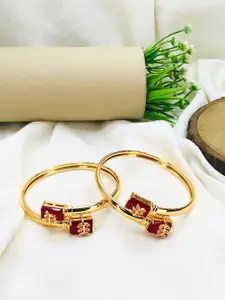 Anouk Set Of 2 18k Gold-Plated American Diamond Kada Bracelet