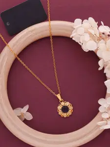 Anouk Gold-Plated Artificial Stones Studded Floral Pendants With Chains