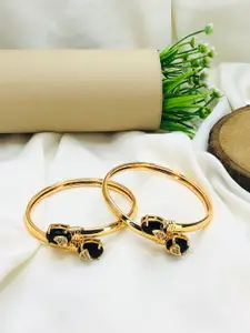 Anouk Women Brass American Diamond Antique Gold-Plated Kada Bracelet