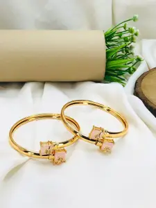 Anouk Women 2 Brass American Diamond Antique Gold-Plated Kada Bracelet