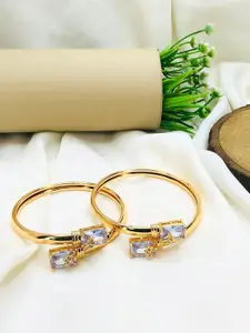 Anouk Women 2 Brass American Diamond Antique Gold-Plated Kada Bracelet