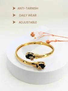 Anouk 18k American Diamond Antique Gold-Plated Kada Bracelet