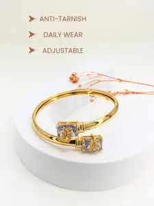 Anouk Women Brass American Diamond Antique Gold-Plated Kada Bracelet