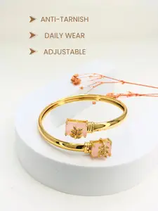 Anouk Women Brass American Diamond Antique Gold-Plated Kada Bracelet