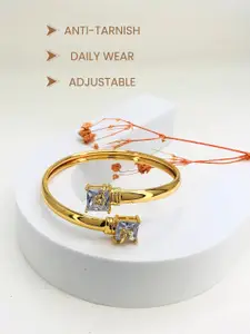 Anouk Women Brass American Diamond Antique Gold-Plated Kada Bracelet
