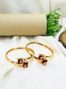 Anouk Set Of 2 18k Gold-Plated American Diamond Kada Bracelet