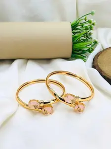 Anouk Women 2 Brass American Diamond Antique Gold-Plated Kada Bracelet