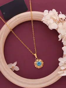 Anouk Gold-Plated Artificial Stones Studded Floral Pendants With Chains