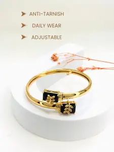 Anouk Women Brass American Diamond Antique Gold-Plated Kada Bracelet