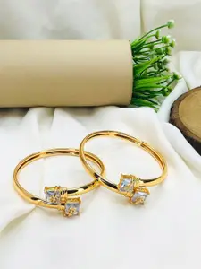 Anouk Women Brass American Diamond Antique Gold-Plated Kada Bracelet