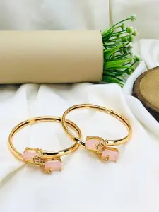 Anouk Women 2 Brass American Diamond Antique Gold-Plated Kada Bracelet