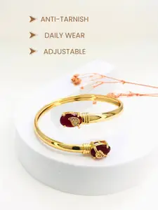 Anouk Women Brass American Diamond Antique Gold-Plated Kada Bracelet