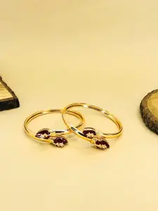 Anouk Set Of 2 18k Gold-Plated American Diamond Kada Bracelet