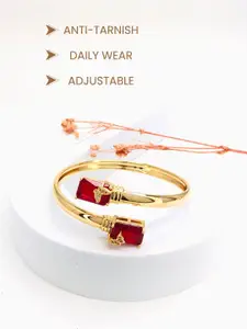 Anouk Women Brass American Diamond Antique Gold-Plated Kada Bracelet