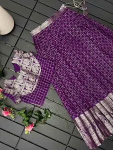 FASHION STROM Girls  Woven Design Round Neck Lehenga & Choli