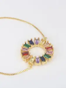 CORSICA Women Brass Cubic Zirconia Gold-Plated Charm Bracelet