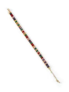 CORSICA Women Brass Cubic Zirconia Gold-Plated Link Bracelet