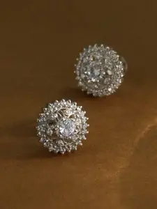 PALMONAS 92.5 Sterling Silver Dazzling Flower Cubic Zirconia Studs Earrings