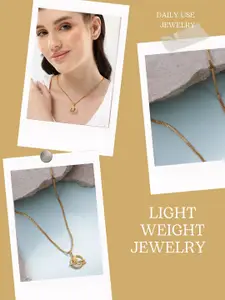 Anouk Gold-Plated Artificial Stones Studded Circular Pendants With Chain