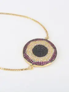 CORSICA Women Brass Cubic Zirconia Gold-Plated Charm Bracelet