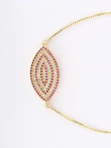 CORSICA Women Brass Cubic Zirconia Gold-Plated Charm Bracelet