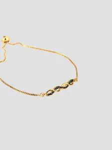 CORSICA Women Brass Cubic Zirconia Gold-Plated Charm Bracelet