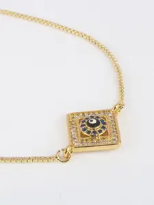 CORSICA Women Brass Cubic Zirconia Gold-Plated Charm Bracelet